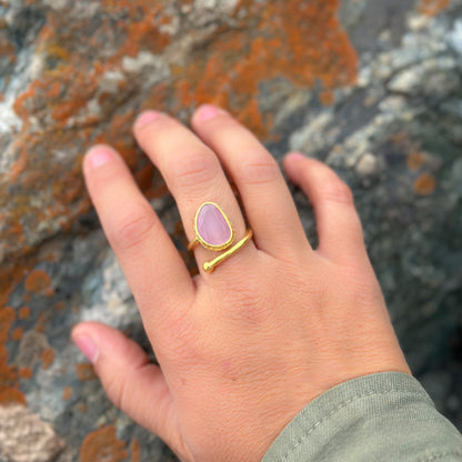 Anillo ajustable Aura Rosa - Baño de oro 22 k