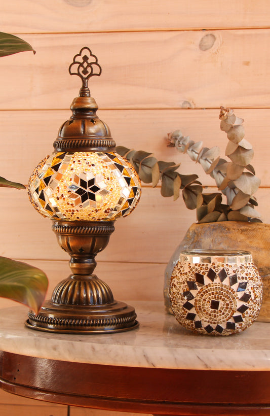 Pack Ámbar: Lámpara de mesa S + Portavela + Ampolleta + Velita y regalito