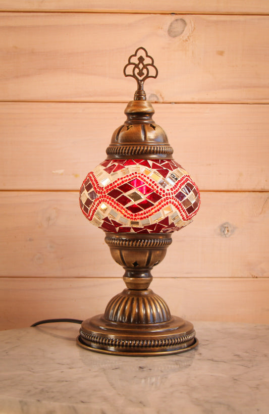 Lámpara turca de mesa S Rombos rojos + ampolleta
