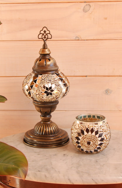 Pack Ámbar: Lámpara de mesa S + Portavela + Ampolleta + Velita y regalito