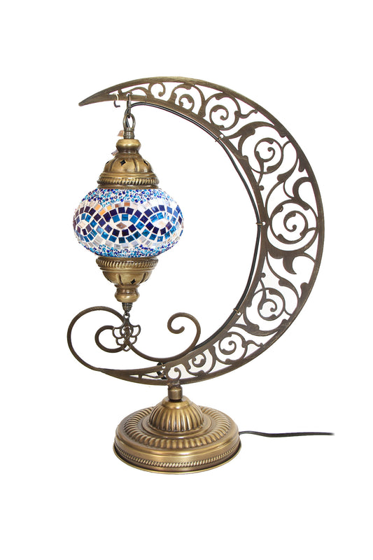 Lámpara turca de mesa Luna azul + ampolleta