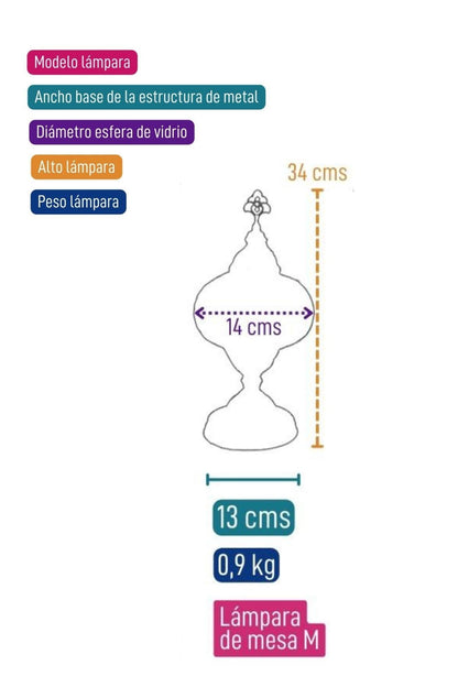 Lámpara turca de mesa M prisma azul y turquesa + ampolleta