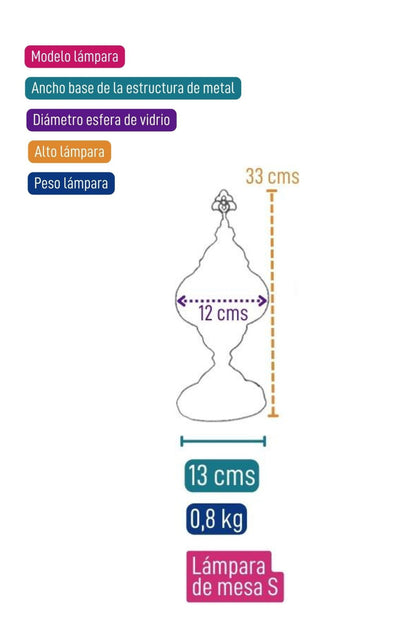 Lámpara turca de mesa S Dalga multicolor + ampolleta