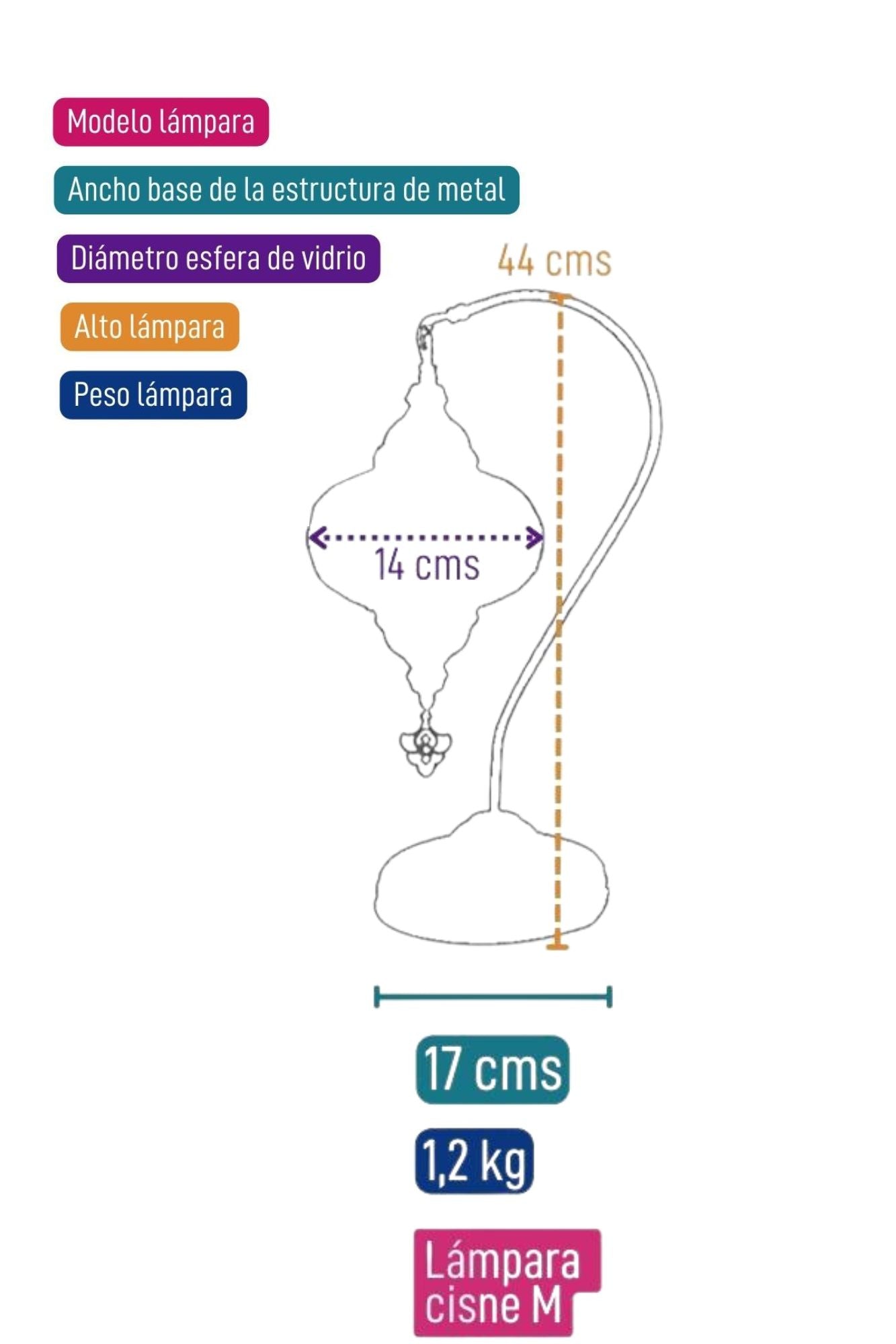 Lámpara turca cisne M Rombos ámbar + ampolleta