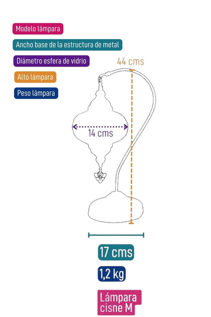 Lámpara turca cisne M Rombos ámbar + ampolleta