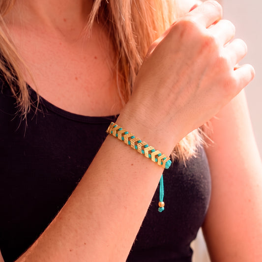 Pulsera ajustable Boho verdeagua