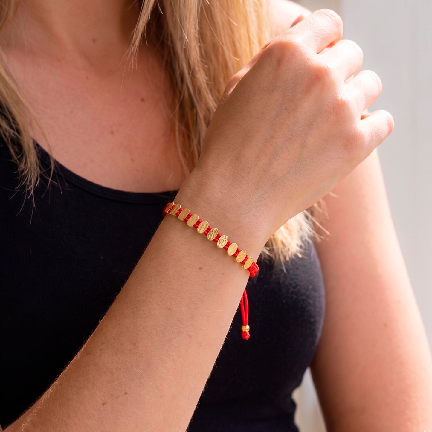 Pulsera ajustable Boho roja