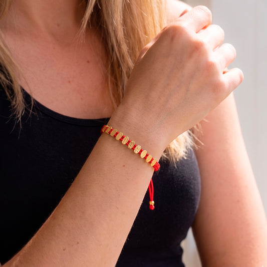 Pulsera ajustable Boho roja