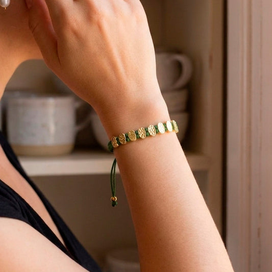 Pulsera ajustable Boho verde cargo