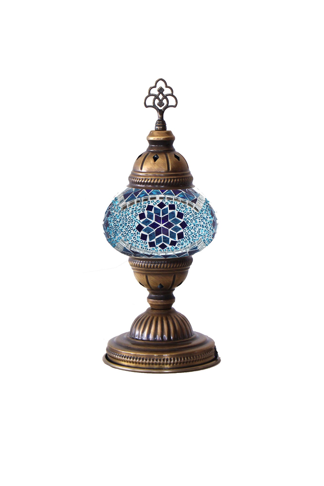 Lámpara turca de mesa S azul y turquesa + ampolleta