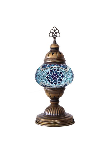 Lámpara turca de mesa S azul y turquesa + ampolleta