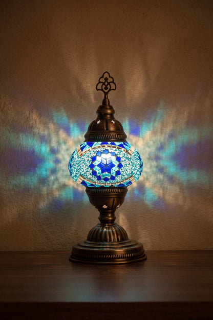 Lámpara turca de mesa S azul y turquesa + ampolleta