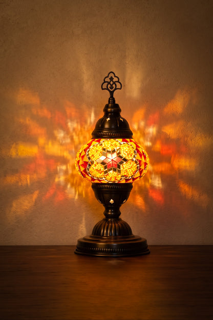 Lámpara turca de mesa S prisma naranja + ampolleta