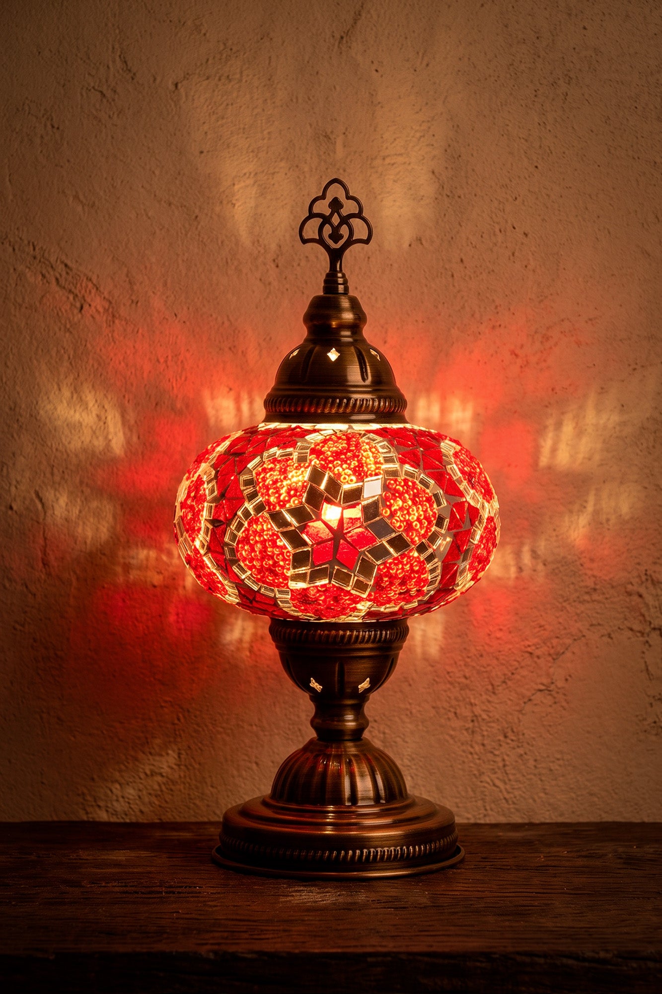 Lámpara turca de mesa M Prisma Roja + ampolleta