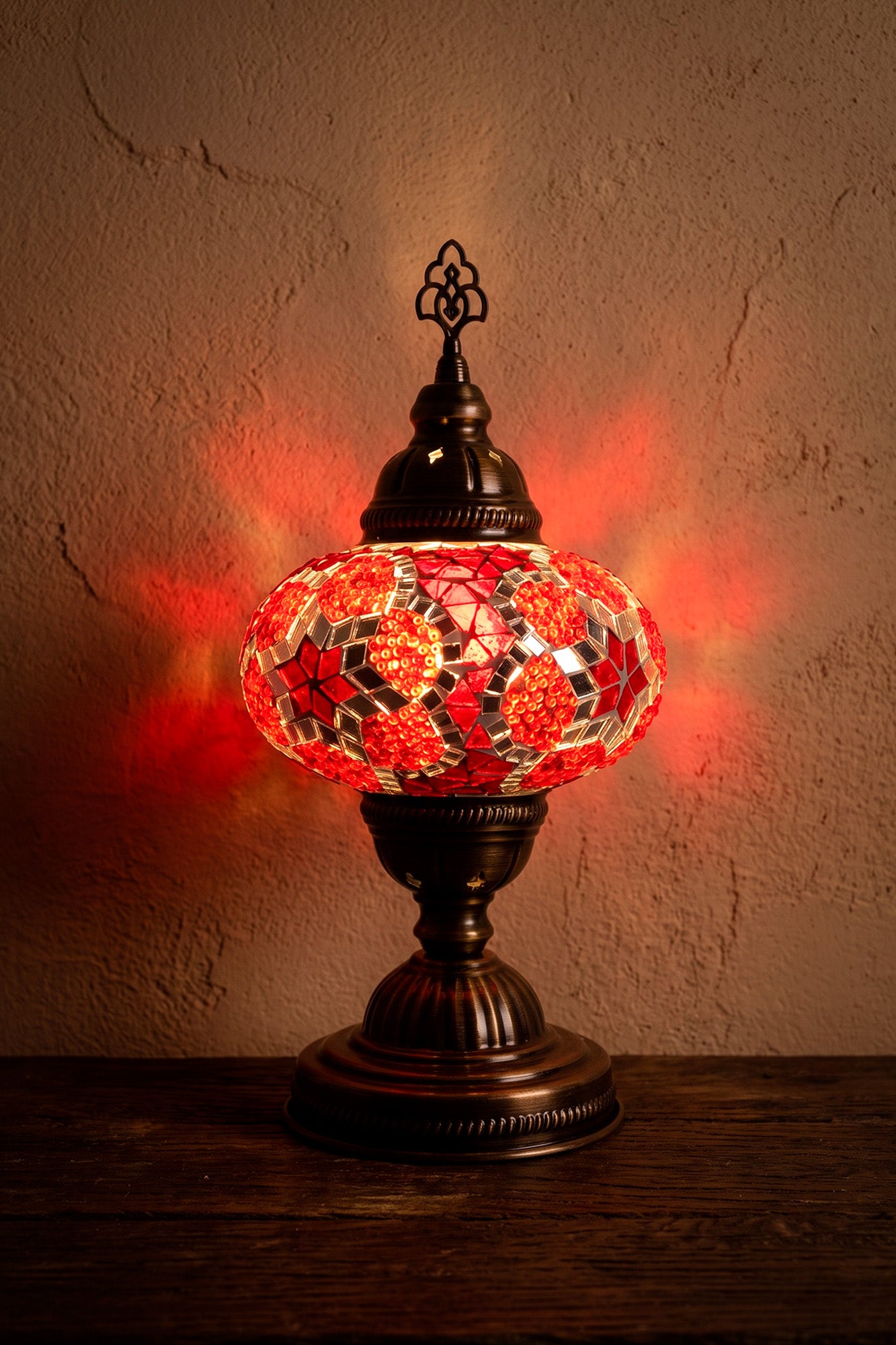 Lámpara turca de mesa M Prisma Roja + ampolleta