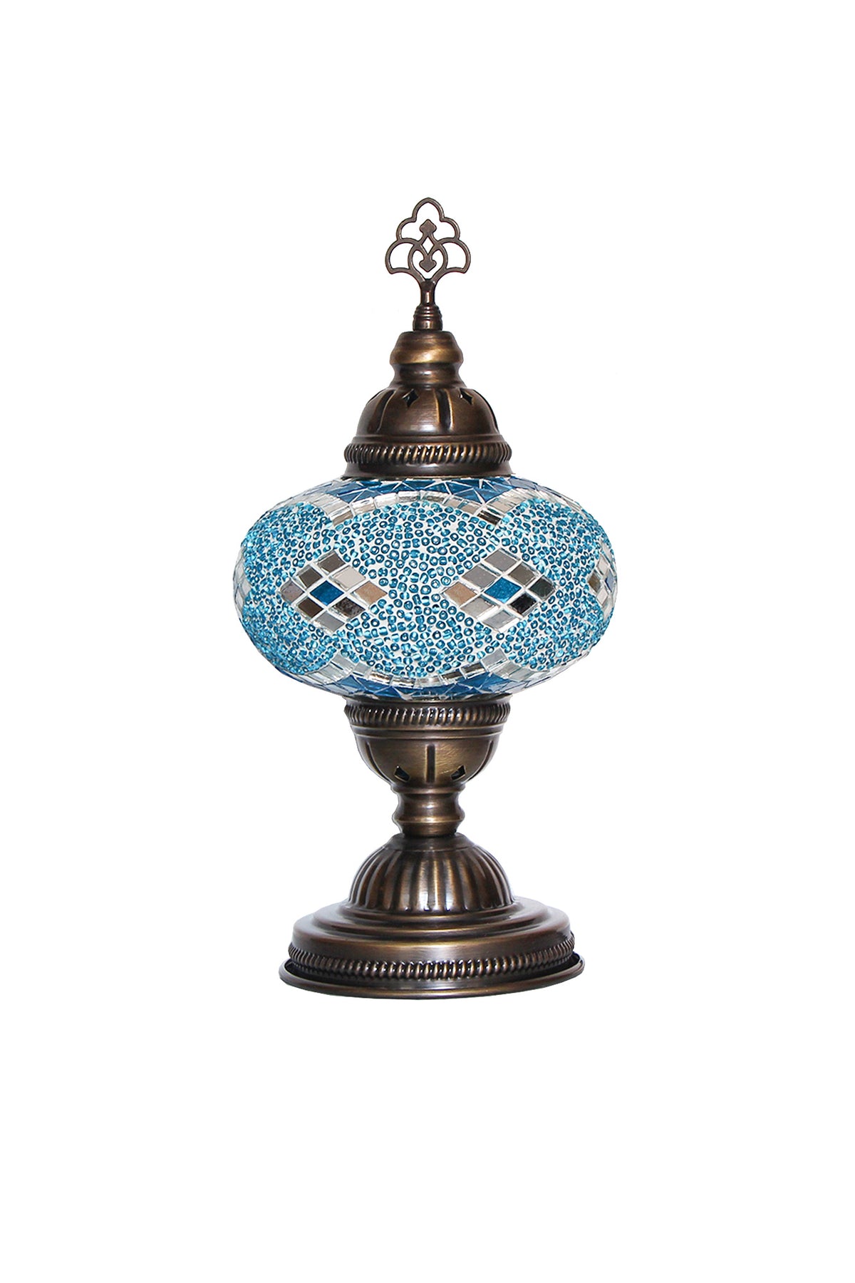 Lámpara turca de mesa M Trenza turquesa + ampolleta