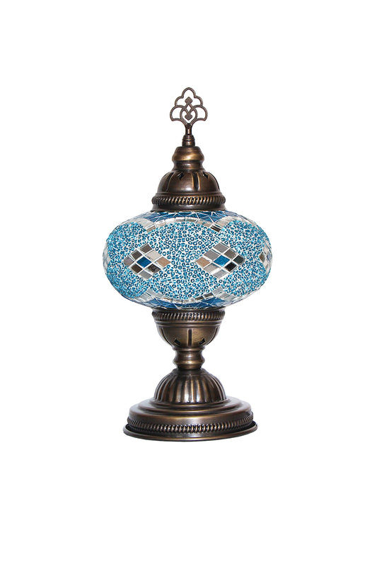 Lámpara turca de mesa M Trenza turquesa + ampolleta
