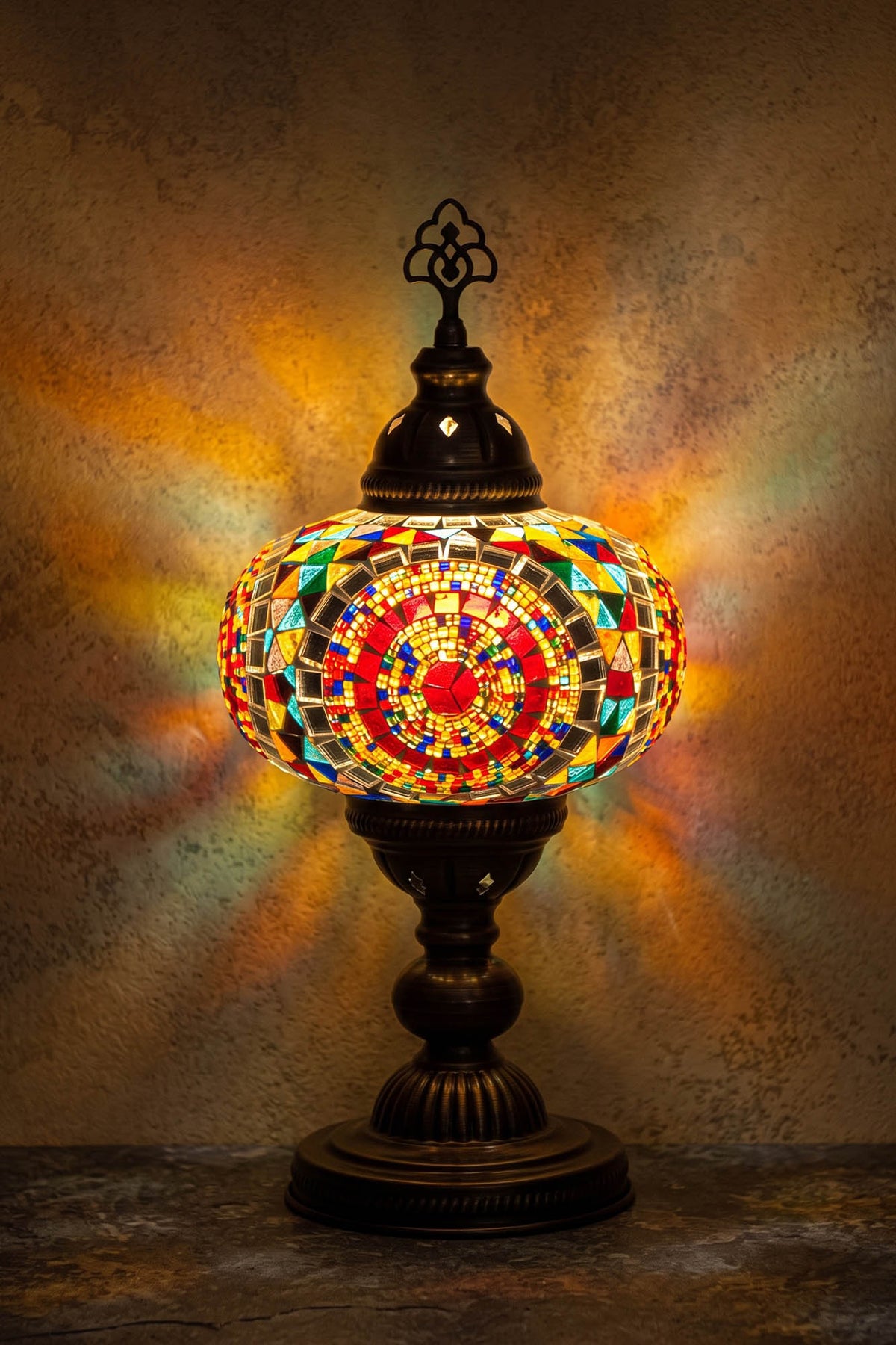 Lámpara turca de mesa L Cubo multicolor + ampolleta