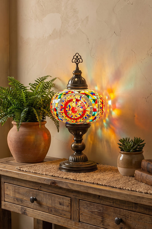 Lámpara turca de mesa L Cubo multicolor + ampolleta