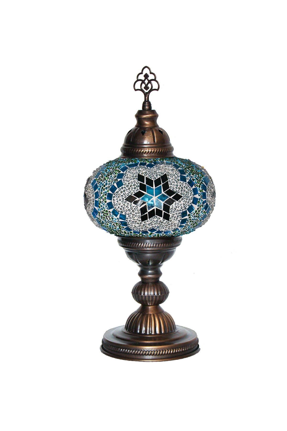 Lámpara turca de mesa L Cicek turquesa + ampolleta