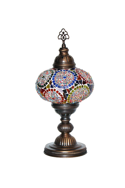 Lámpara turca de mesa L Espirales multicolor + ampolleta