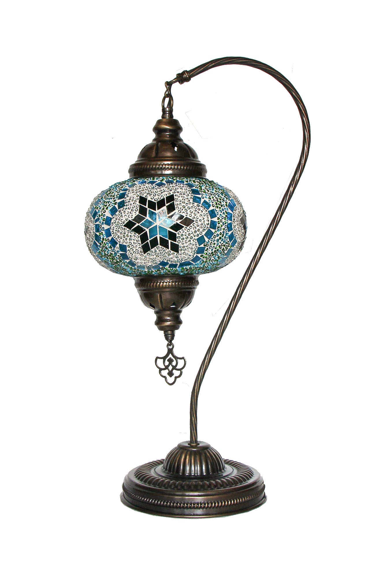 Lámpara turca cisne L Cicek turquesa y verde + ampolleta