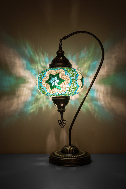 Lámpara turca cisne L Cicek turquesa y verde + ampolleta