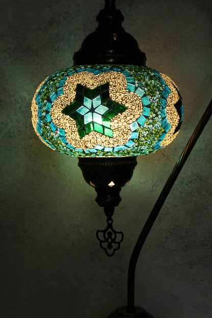 Lámpara turca cisne L Cicek turquesa y verde + ampolleta