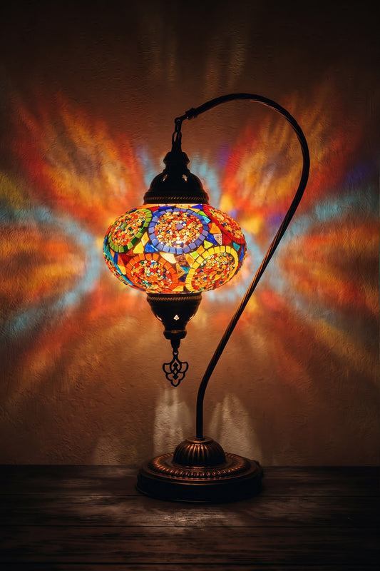 Lámpara turca cisne L Espirales multicolor + ampolleta