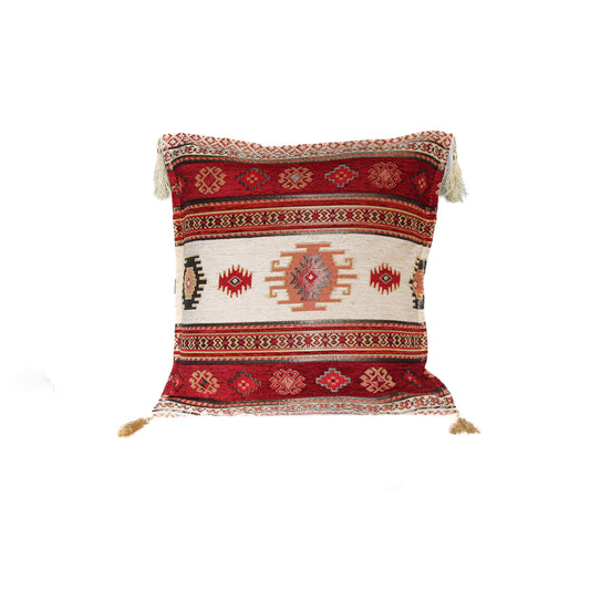 Cojín turco 44x44 Kilim Beige y Rojo
