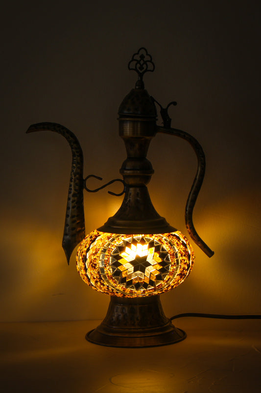 Lámpara turca de mesa Aladín ámbar + ampolleta