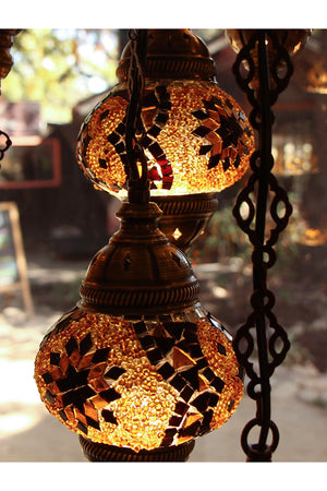 Lámpara turca colgante de 7 esferas S Evren ámbar