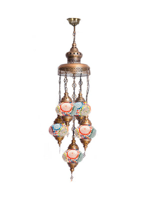 Lámpara turca colgante de 5 esferas remolinos multicolor S