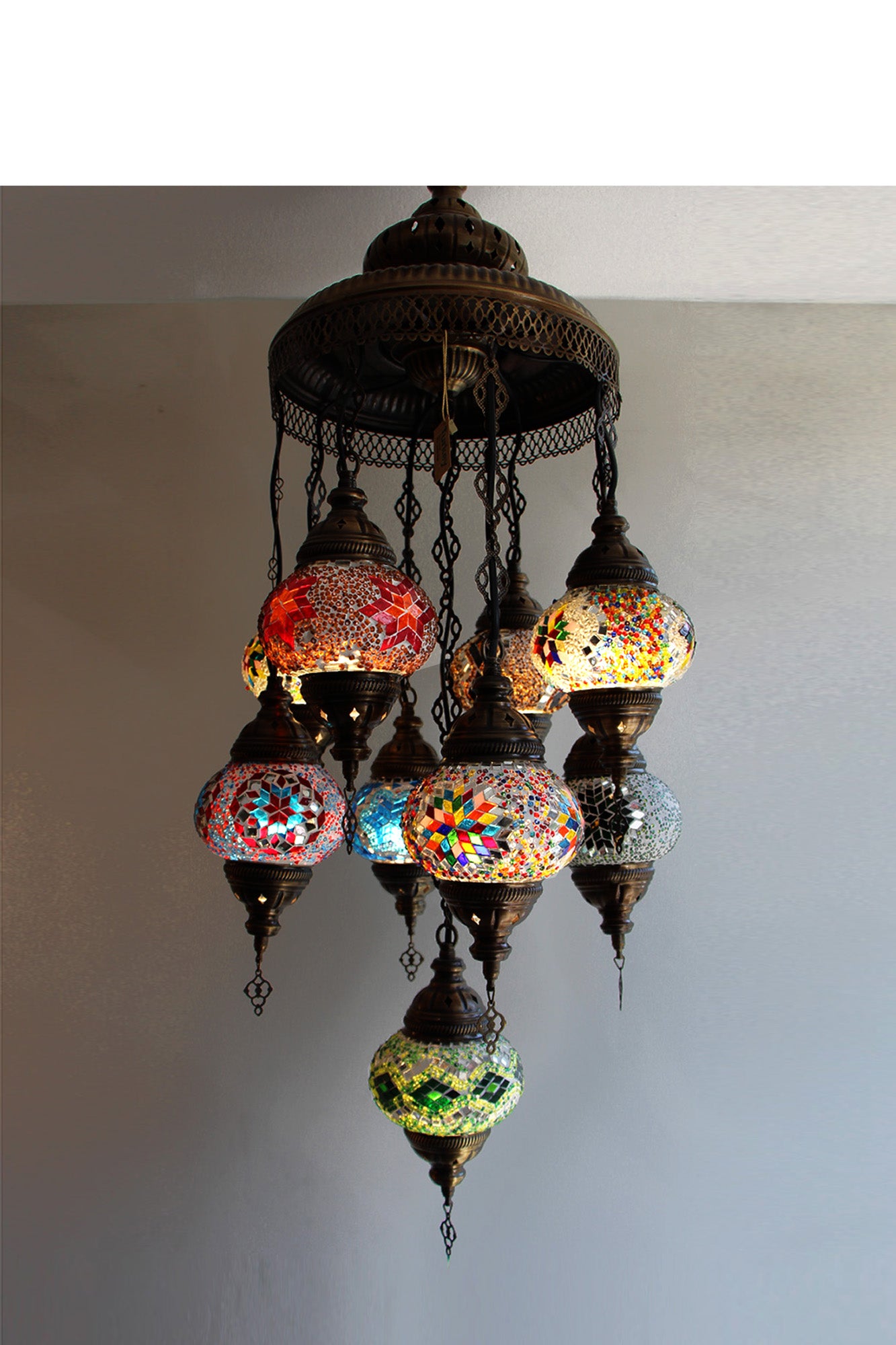 Lámpara turca colgante de 9 esferas S mix