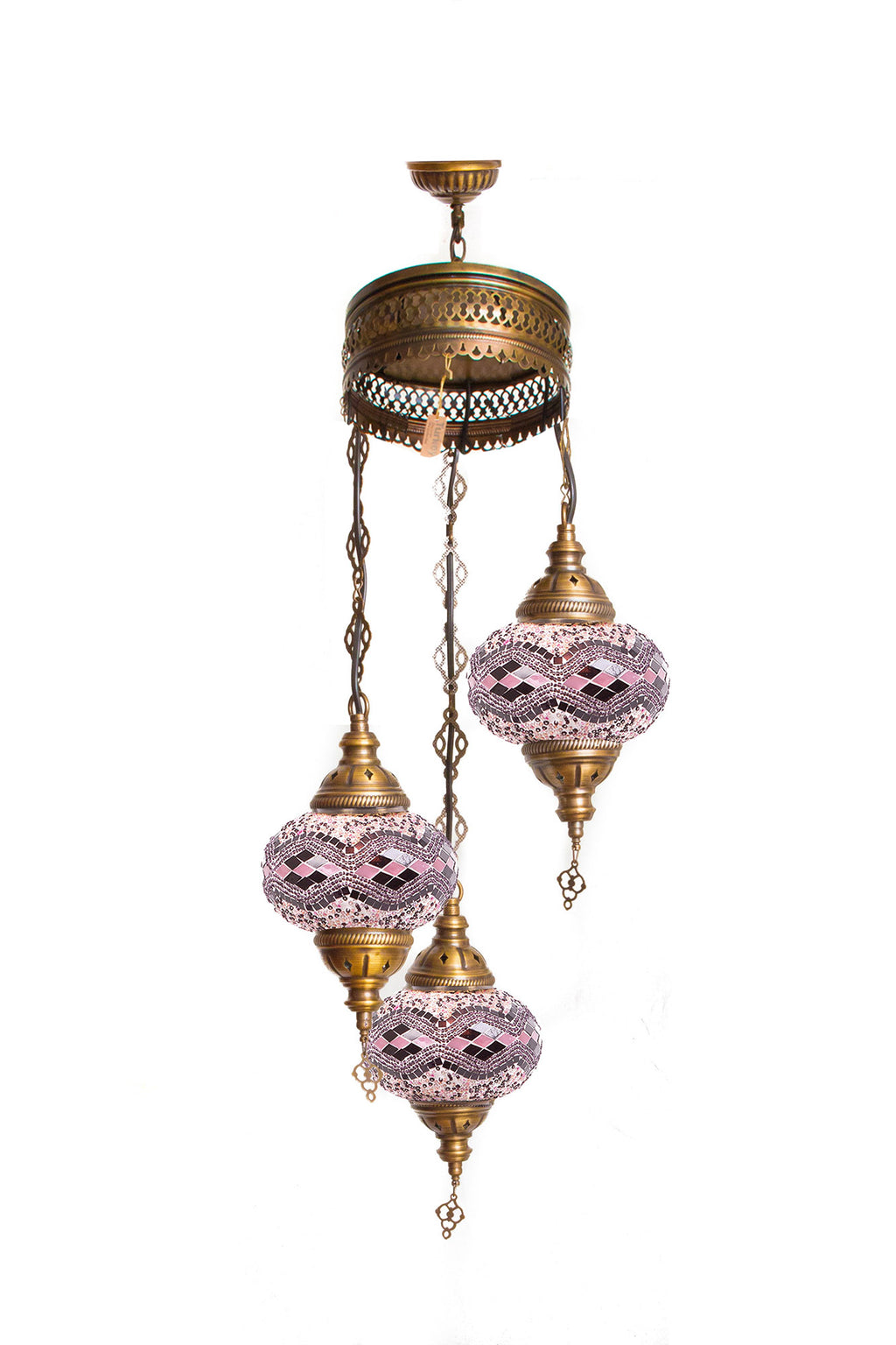 Lámpara turca colgante de 3 esferas Beads Lila M