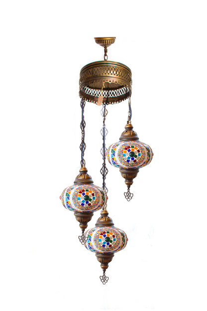 Lámpara turca colgante de 3 esferas M multicolor