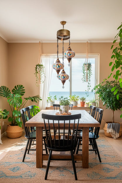 Lámpara turca colgante de 3 esferas M multicolor