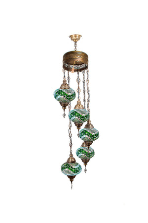 Lámpara turca colgante de 5 esferas M mármara verde