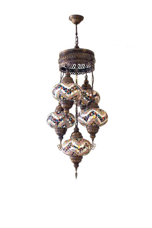 Lámpara turca colgante de 5 esferas M Mármara multicolor