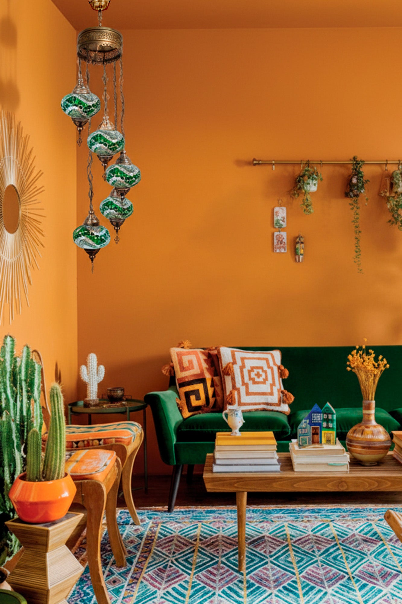 Lámpara turca colgante de 5 esferas M mármara verde