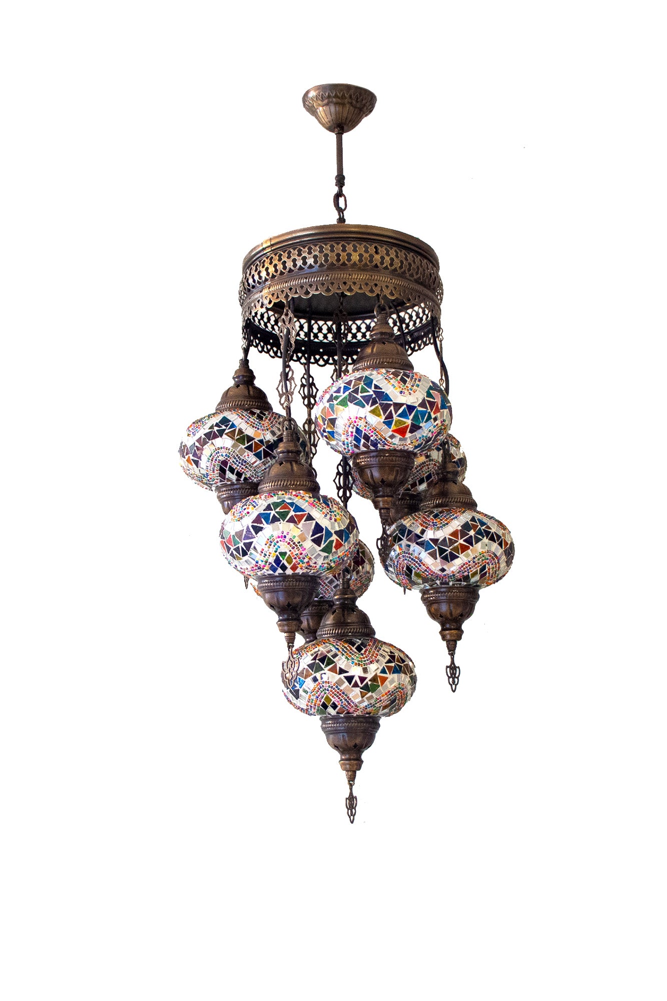 Lámpara turca colgante de 7 esferas M Mármara multicolor