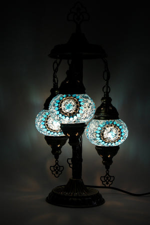Lámpara turca de mesa de 3 esferas XS Sol Turquesa