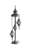 Lámpara turca de pie de 3 esferas S Evren Turquesa
