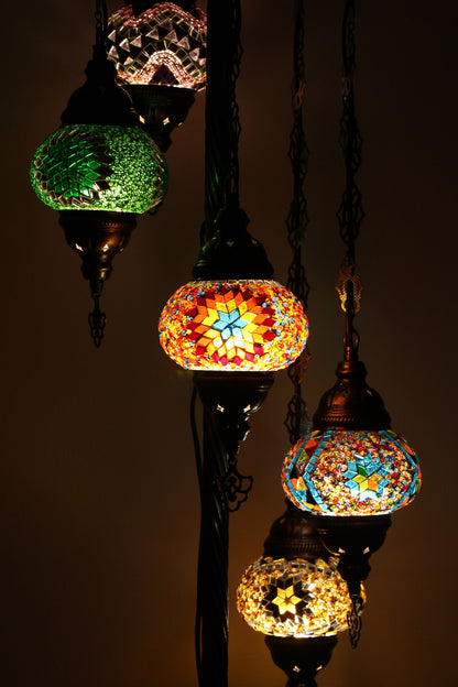 Lámpara de pie turca de 5 esferas S mixtas + ampolletas