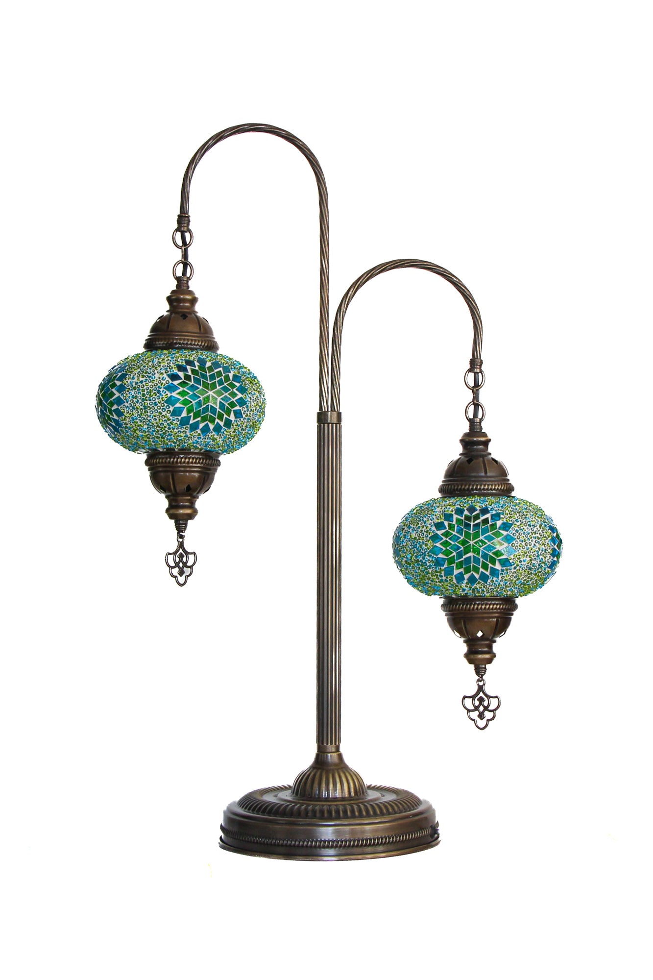 Lámpara turca de mesa de 2 esferas M turquesa + ampolletas