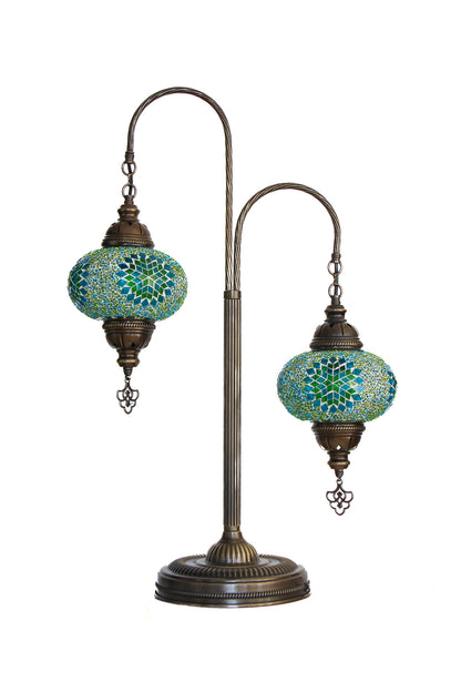 Lámpara turca de mesa de 2 esferas M turquesa + ampolletas