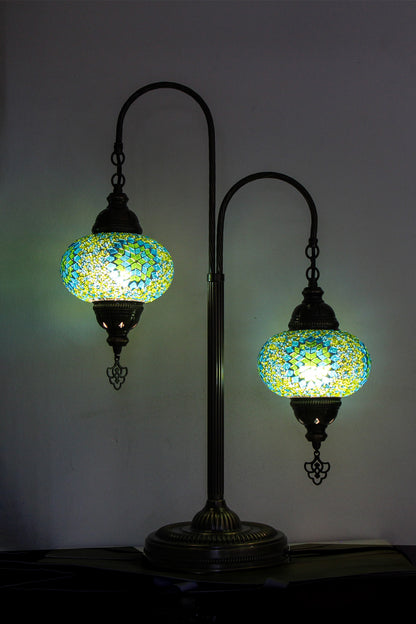 Lámpara turca de mesa de 2 esferas M turquesa + ampolletas