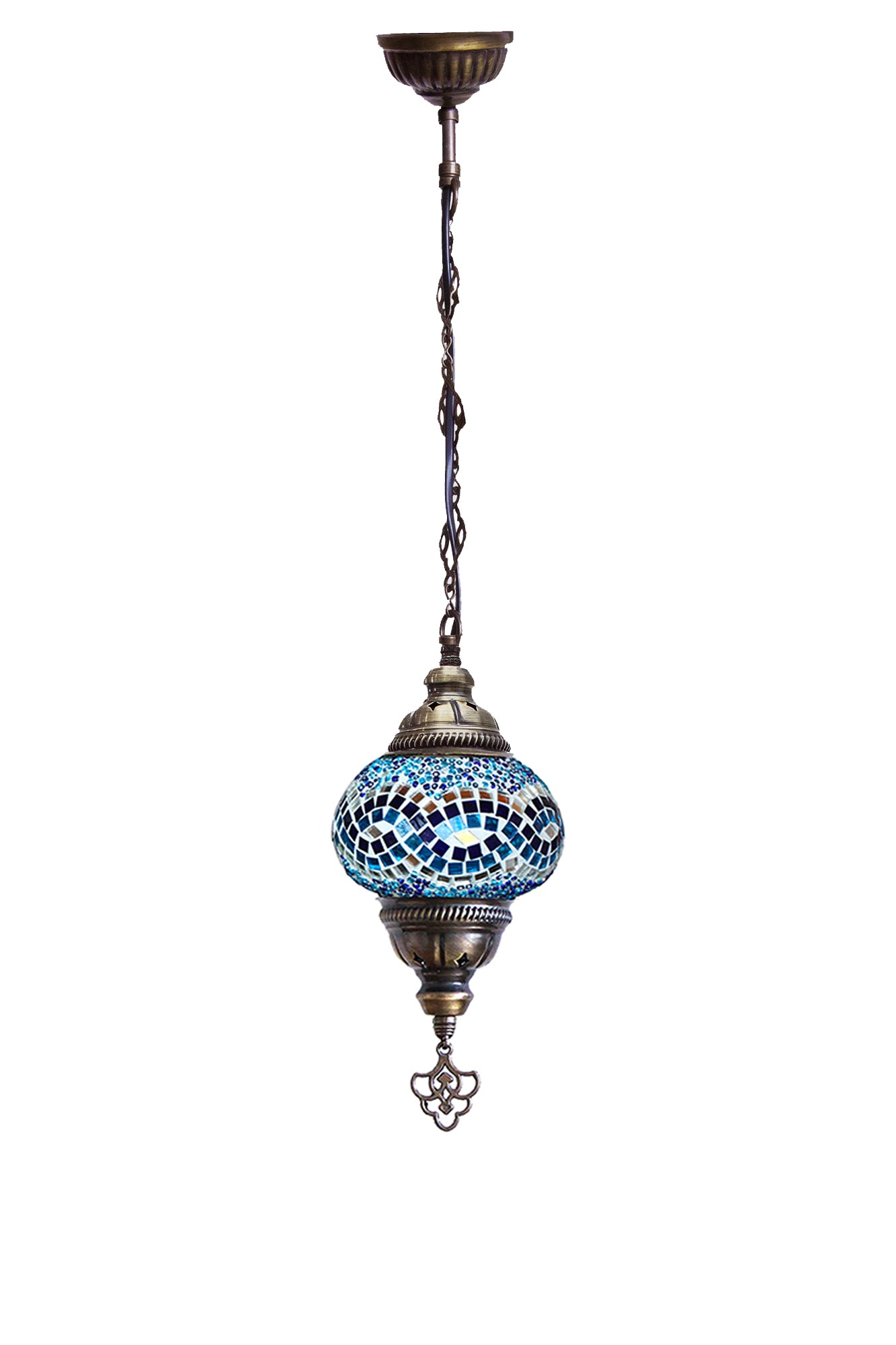 Lámpara turca colgante S rumi azul + ampolleta