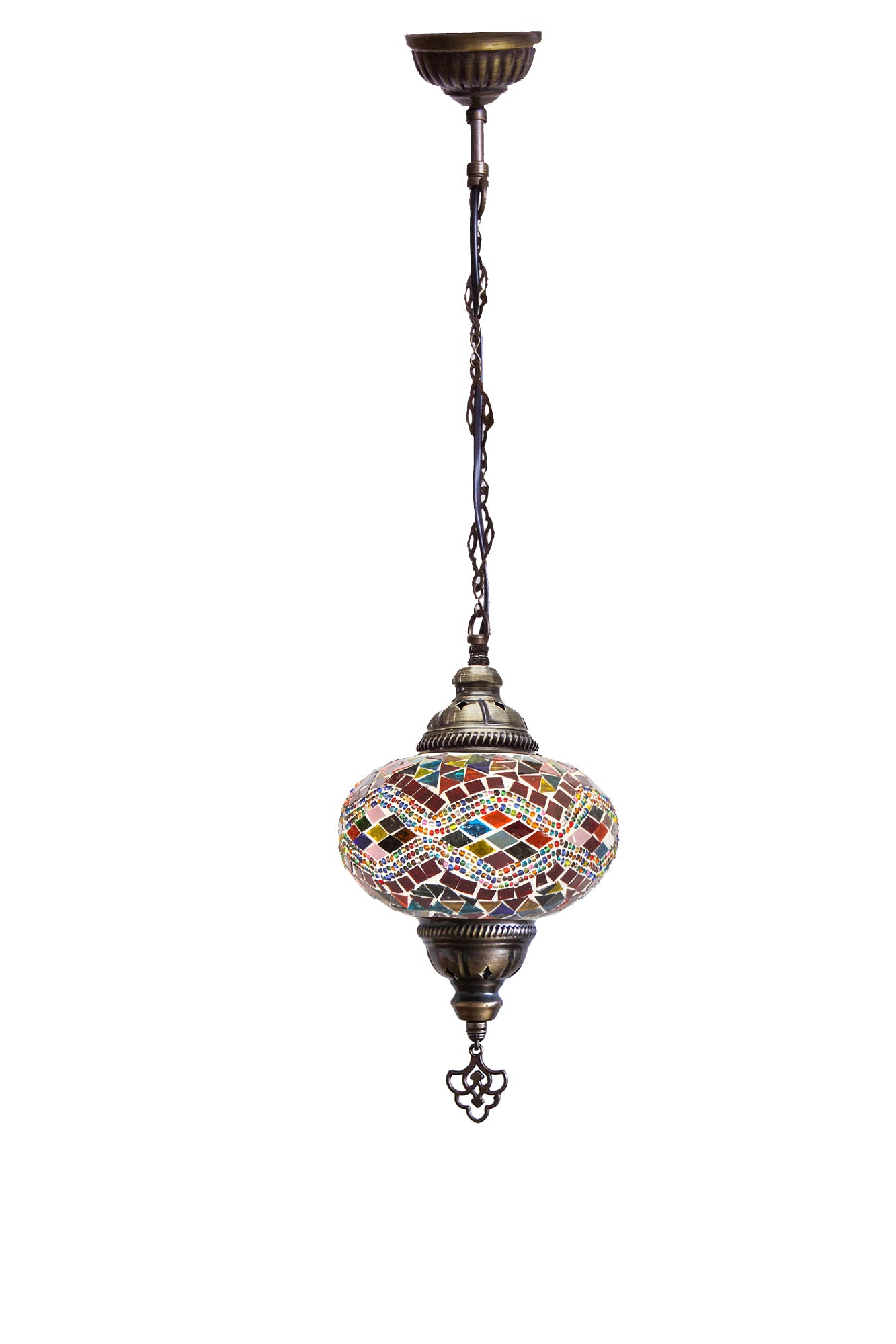Lámpara turca colgante M rombos multicolor + ampolleta