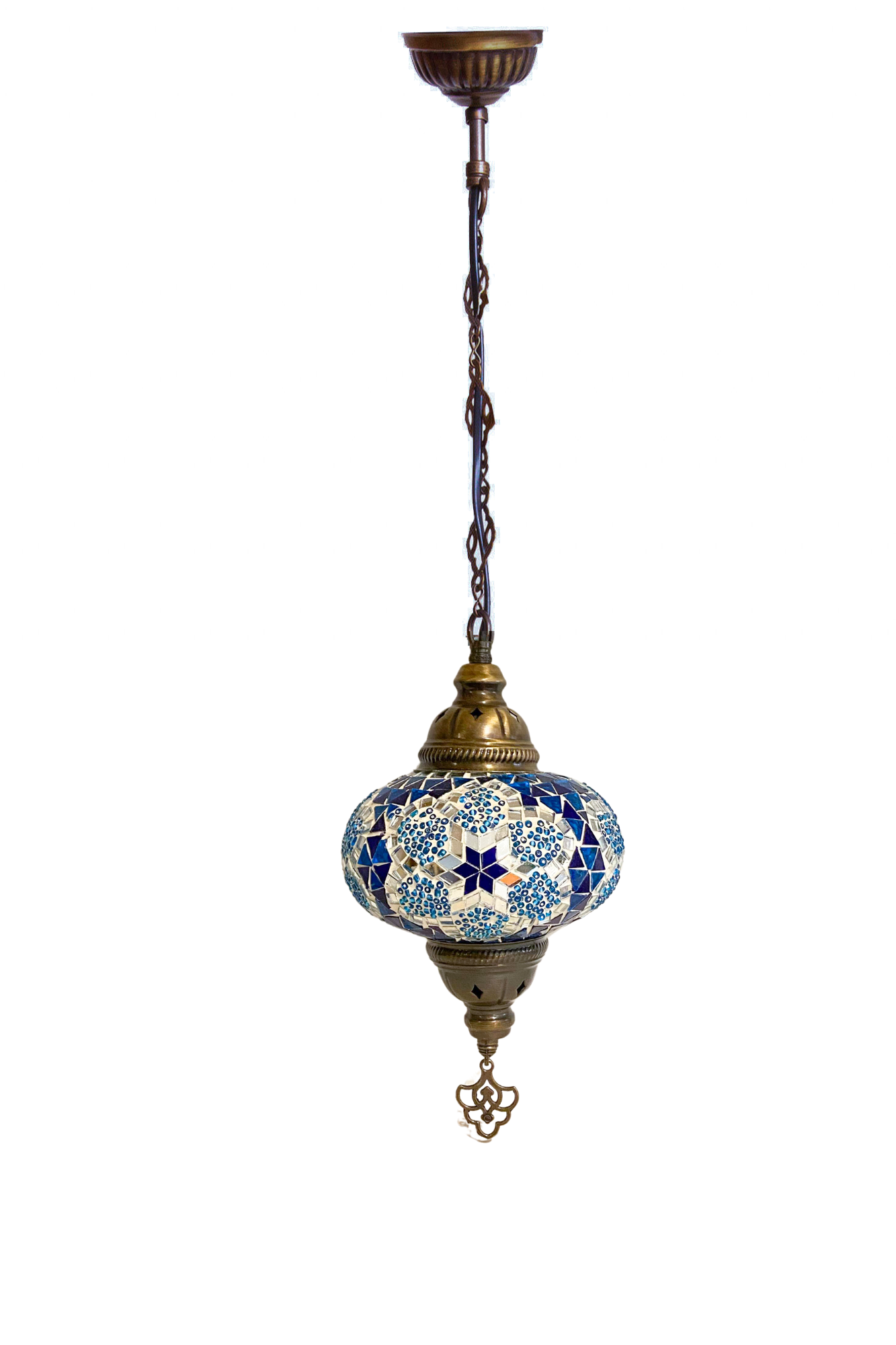 Lámpara turca colgante M prisma azul y turquesa + ampolleta